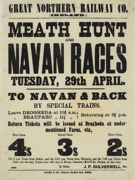 1884: Great Northern Railways Co. Meath Hunt and Navan Races poster at Whyte's Auctions