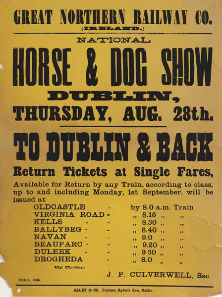 1884: Great Northern Railways Co. Dublin Horse and Dog show poster at Whyte's Auctions