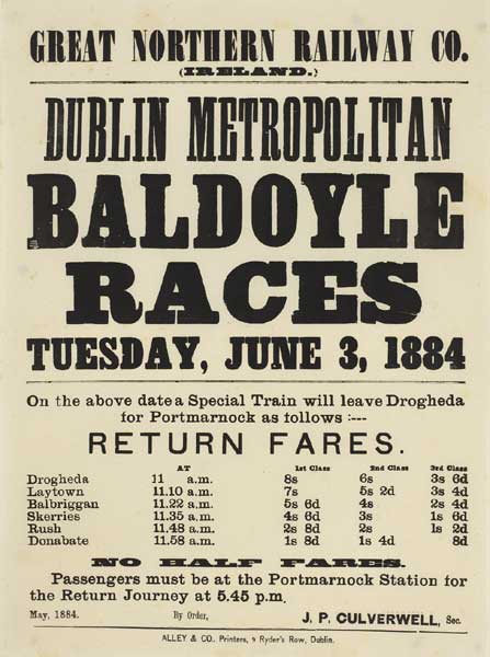 1884: Great Northern Railways Co. Baldoyle Races poster at Whyte's Auctions