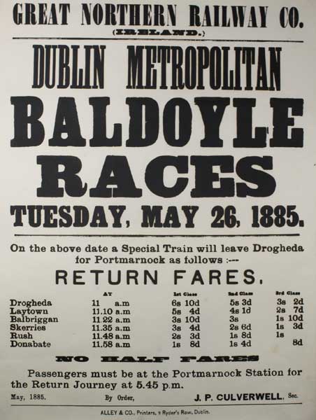 1885: Great Northern Railways Co. Baldoyle Races poster at Whyte's Auctions