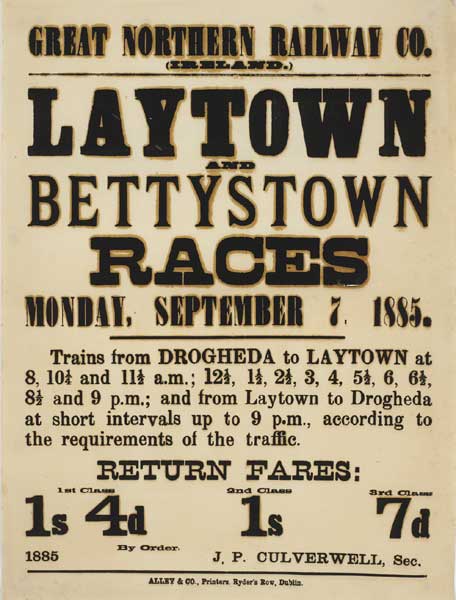 1885: Great Northern Railways Co. Laytown and Bettystown Races poster at Whyte's Auctions