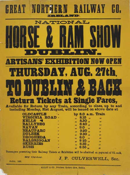 1885: Great Northern Railways Co. National Horse and Ram Show poster at Whyte's Auctions
