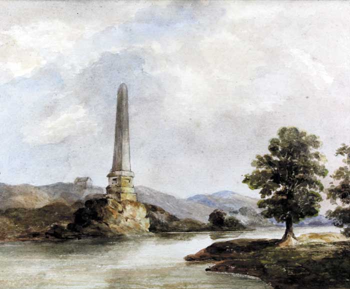 c1900: Battle of the Boyne obelisk watercolour at Whyte's Auctions