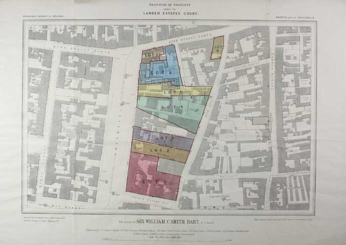Circa 1890 Transfer of Property under The Landed Estates Court coloured map of Smithfield, Dublin. at Whyte's Auctions