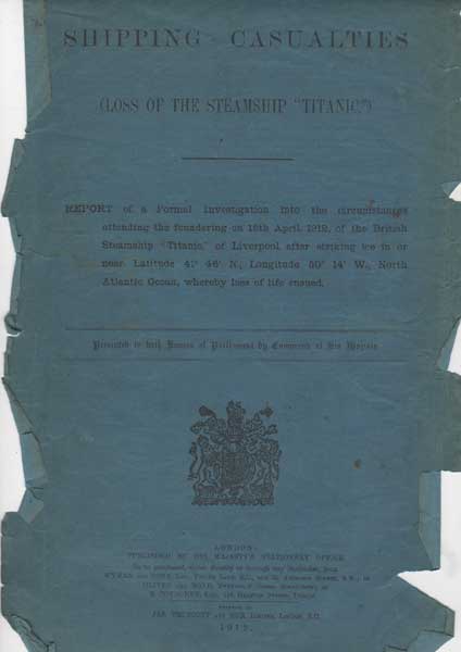 1912: Titanic shipping casualties official British report at Whyte's Auctions