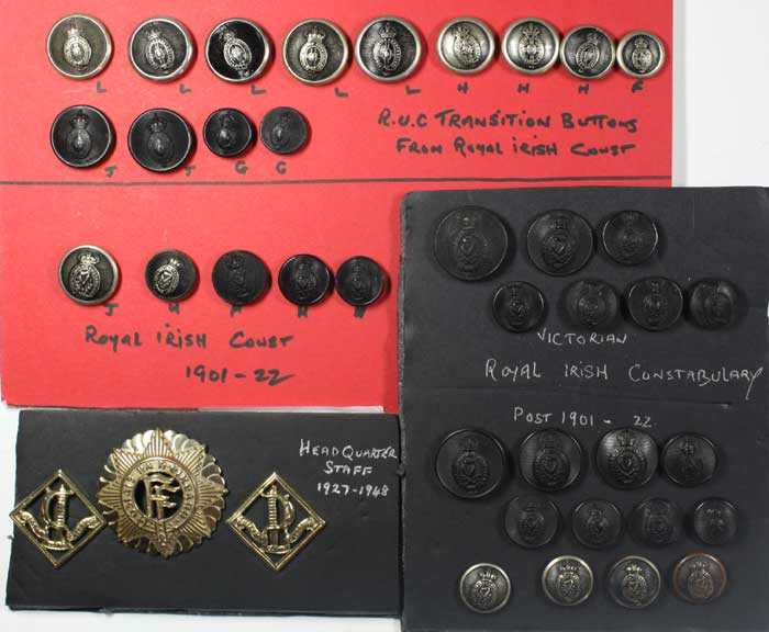 1901-1922: Collection of Royal Irish/Ulster Constabulary buttons at Whyte's Auctions