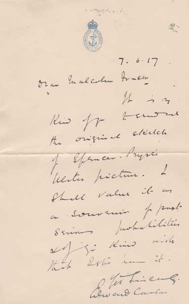 1917: Edward Carson handwritten and signed letter at Whyte's Auctions