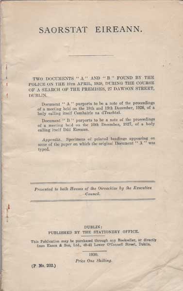 1902-1926 Collection of booklets including 1902 Dublin Engineers Strike by William Partridge, 1920 Statement by Cardinal Primate of Ireland, 1922 The Case for The Treaty by Alfred O'Rahilly etc. at Whyte's Auctions