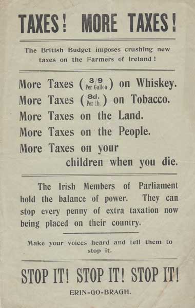 1910-1914: Anti British taxes handbill at Whyte's Auctions