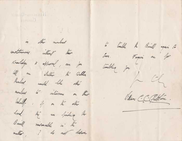 1913 Lockout: Letter from William Gladstone Jnr. regarding the release of Jim Larkin from prison at Whyte's Auctions