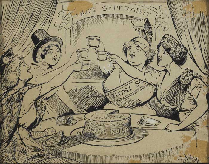 Circa 1912 Spex cartoon. "Quis Separabit...Home Rule" at Whyte's Auctions