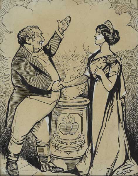Circa 1912. Spex cartoon. John Bull and Hibernia "Entente Cordiale" at Whyte's Auctions