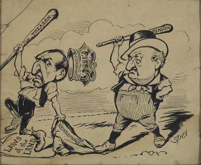 Circa 1912 Spex cartoon. Carson and Redmond fighting. at Whyte's Auctions