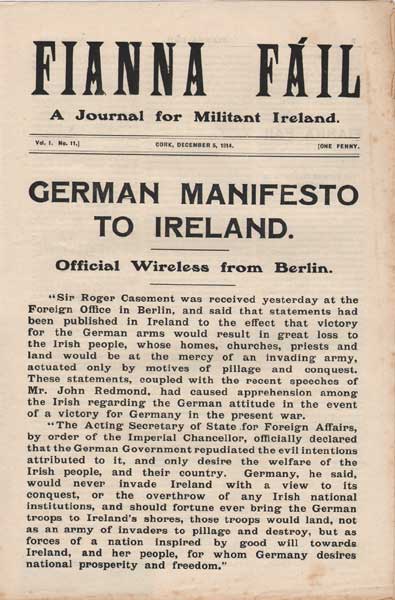 1914. Fianna Fail (The Irish Army) A Journal for Militant Ireland, edited and written by Terence MacSwiney. A rare complete run of this scarce publication. at Whyte's Auctions