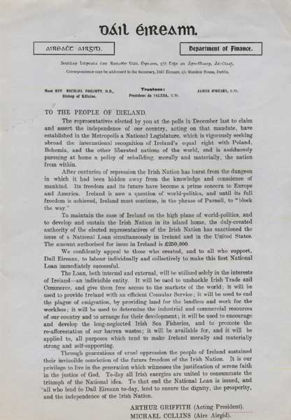 1918-1919: Robert Barton, Patrick McCartan general election and Dail loan appeal handbills at Whyte's Auctions