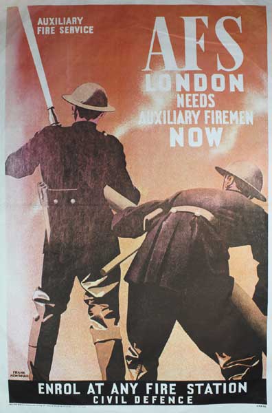 1939-1945: London Blitz Auxiliary Fire Service recruiting poster at Whyte's Auctions