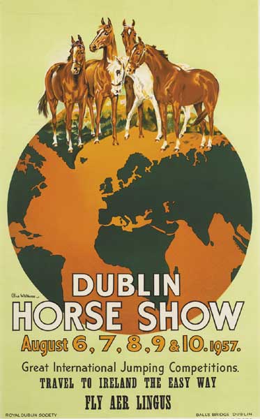 1957 Poster: Dublin Horse Show - Travel to Ireland the easy way Aer Lingus at Whyte's Auctions