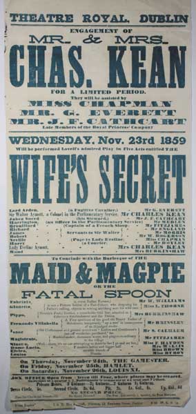 1859-1862: Theatre Royal Dublin collection of playbills   1842 (28 November - 3 December) Theatre Royal, Dublin. Collection of Playbills including performances by at Whyte's Auctions