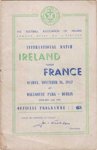 Football. 1952-1972 collection of Republic of Ireland internatioal programmes at Whyte's Auctions