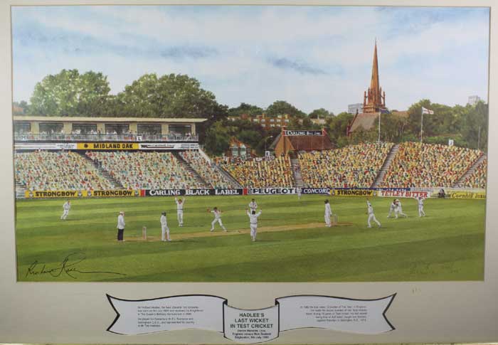 Cricket. 1990 Sir Richard Hadlee signed print at Whyte's Auctions