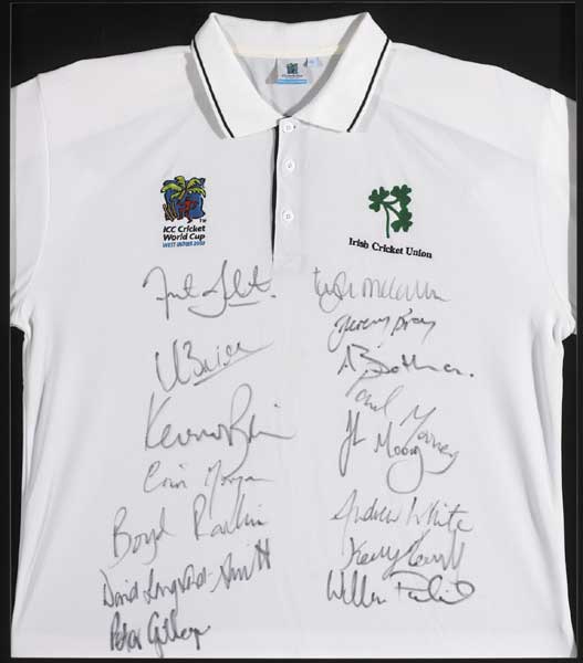 Cricket.  2007 Cricket World Cup Irish team signed shirt at Whyte's Auctions