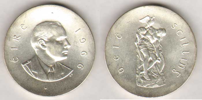 1966 Ten Shillings 1916 Rising Anniversary (Pearse) roll of 20 , uncirculated at Whyte's Auctions