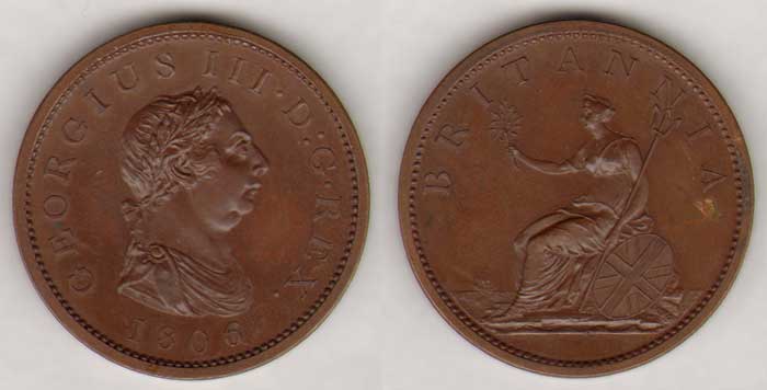 England. George III. Copper Proof. Penny. 1806 at Whyte's Auctions