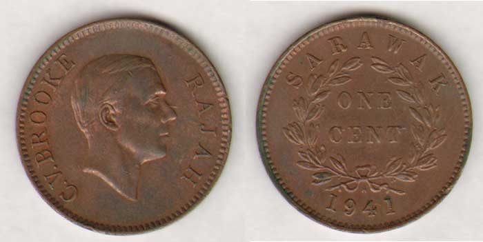 Sarawak. C.V. Brooke Rajah. . One Cent. 1941  H at Whyte's Auctions