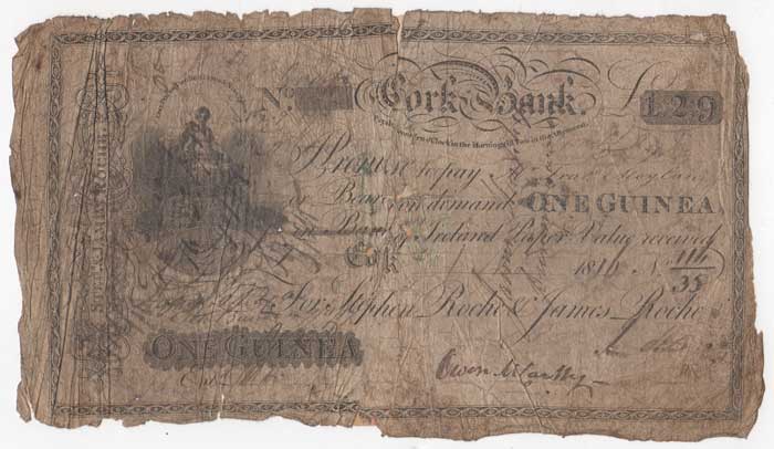 James Roche. Cork. One Guinea. 1-Nov-1816 at Whyte's Auctions