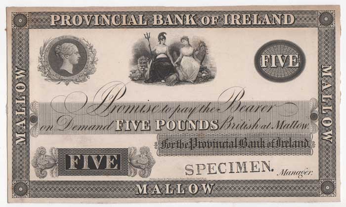Provincial Bank of Ireland. Mallow. Five Pounds. at Whyte's Auctions