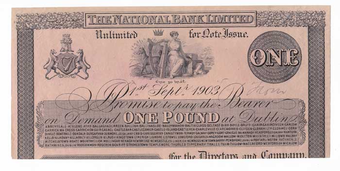 National  Bank. General Issue. Ten Pounds.  1O Dec 1891 at Whyte's Auctions