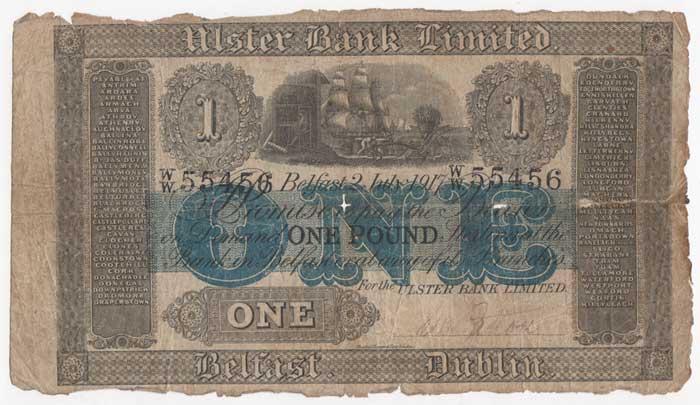 Ulster Bank. One Pound. 2 July 1917 at Whyte's Auctions