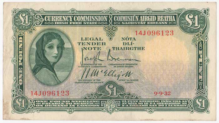 Central Bank.IFS. One Pound. 9-9-32 at Whyte's Auctions