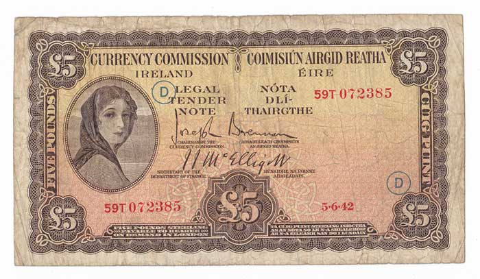 Central Bank Lavery War Code Five Pounds at Whyte's Auctions