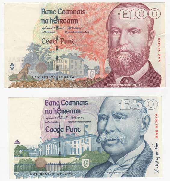 Central Bank. Series C. One Hundred Pounds and Fifty Pounds. mixed dates at Whyte's Auctions