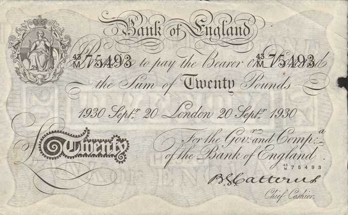Great Britain. Bank of England. London Twenty Pounds. 20 Sept 1930 at Whyte's Auctions