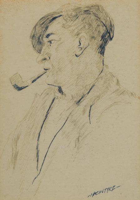 MAN WITH PIPE, 1941 by James MacIntyre sold for �260 at Whyte's Auctions