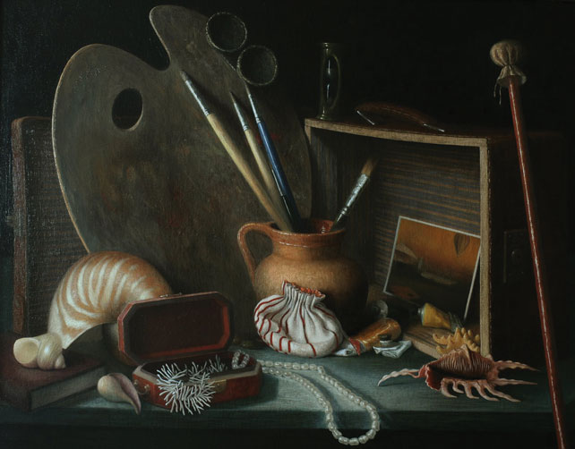 STILL LIFE WITH PEARLS AND EXOTIC OBJECTS, 2011 by Stuart Morle (b.1960) at Whyte's Auctions