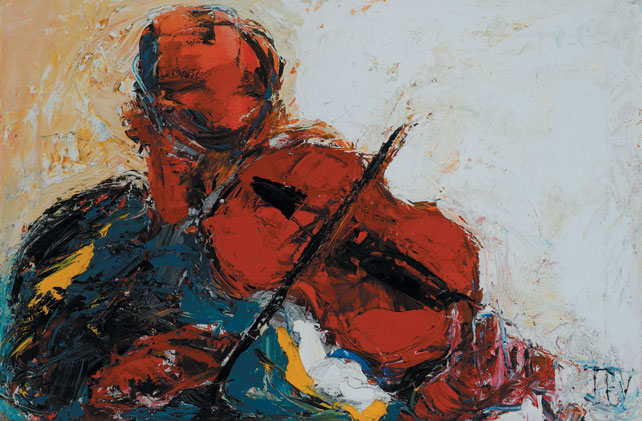 THE VIOLIN PLAYER by John B. Vallely (b.1941) at Whyte's Auctions