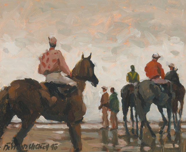 RACE HORSES, LAYTOWN, 1993 by Desmond Hickey (1937-2007) at Whyte's Auctions