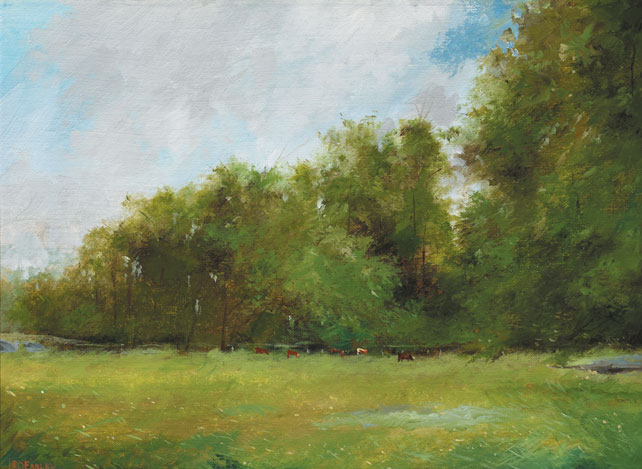 MEADOW WITH TREES AND CATTLE by Leo Earley (1925-2001) (1925-2001) at Whyte's Auctions