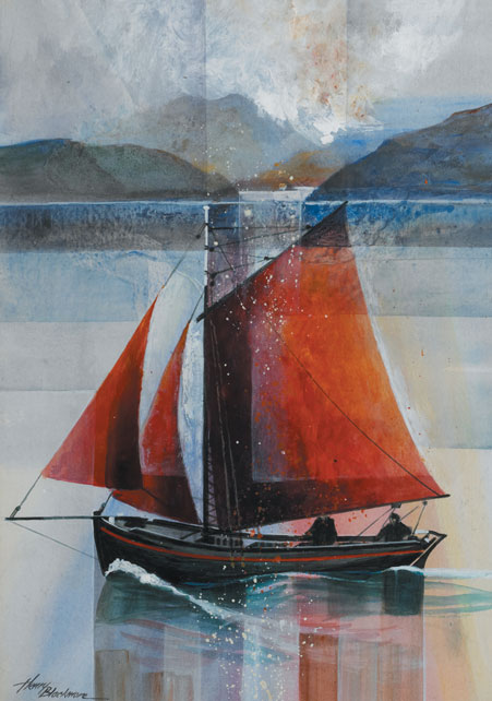 SCHOONER WITH RED SAILS by Henry Blackmore  at Whyte's Auctions