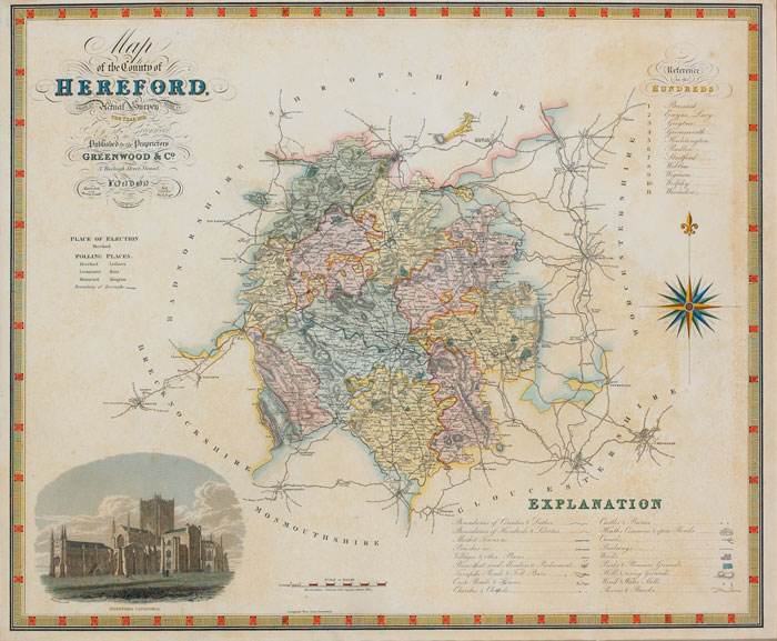 1834: Greenwood map of Herefordshire at Whyte's Auctions