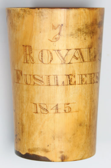 1845: 7th Regiment of Foot, Royal Fusiliers horn cup at Whyte's Auctions
