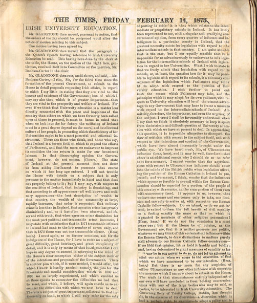 1873: Gladstone's Irish University Bill scrapbook at Whyte's Auctions