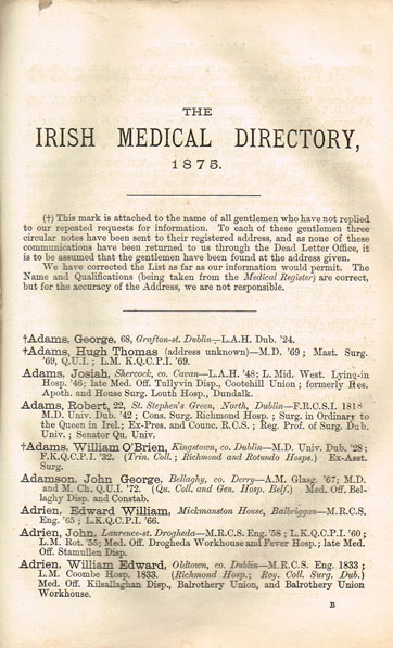 Collection of medical history books including Irish Medical Directory 1875 at Whyte's Auctions