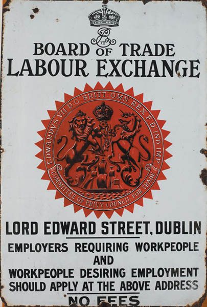1902-10: Lord Edward Street Dublin labour exchange enamel sign at Whyte's Auctions