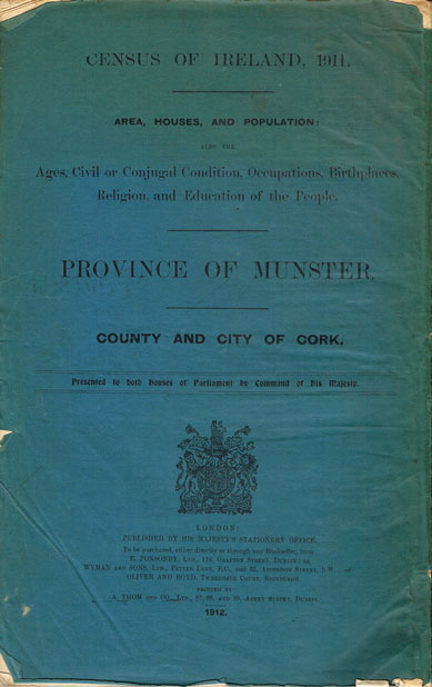 1911: County and City of Cork Census of Ireland statistics at Whyte's Auctions