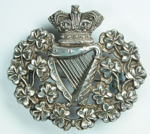 circa 1890: Royal Irish Regiment officer's pith helmet badge at Whyte's Auctions
