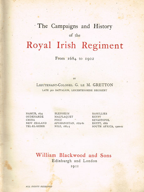 1684-1902: History of the Royal Irish Regiment, Volume 1 at Whyte's Auctions